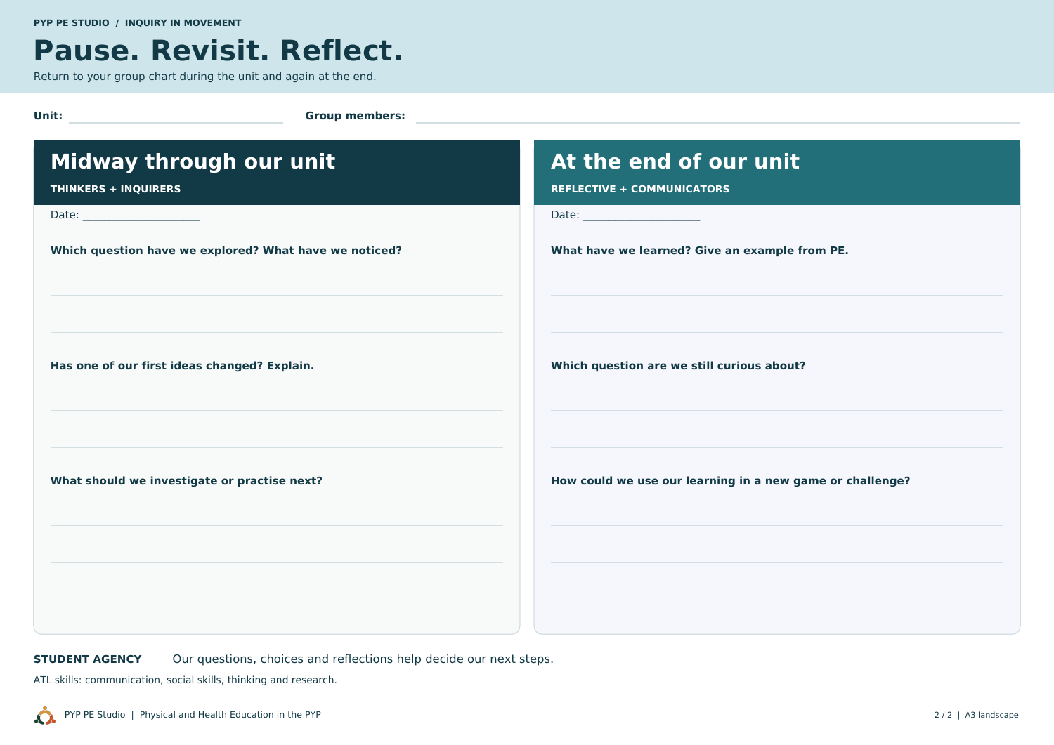 Midway and end-of-unit reflection questions